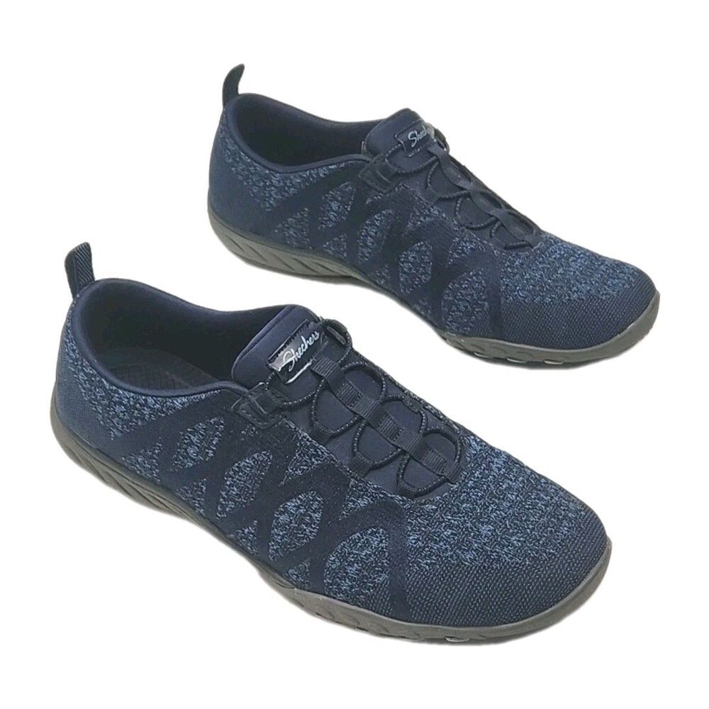 Skechers Sneaker Shoe Loafer Blue Wide Fit Women Sz 9.5 Foam Slip-on 100301W